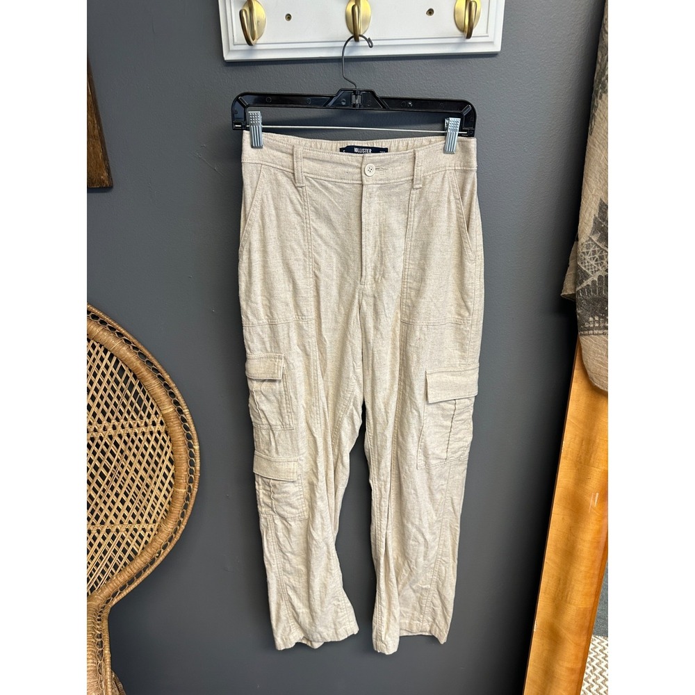 Hollister Ultra High Rise Baggy Cargo Pants Women S Casual Linen Blend Summer